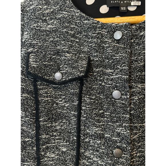 Slate & Willow Black Tweed Blazer Jacket Size XS Textured Career Winter Staple - Picture 7 of 9